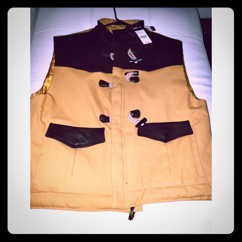 NWT Men's Pelle Pelle Denim and Leather Vest